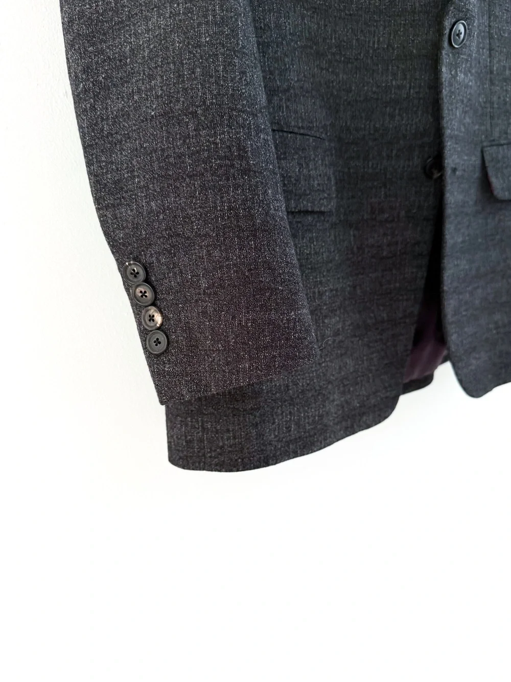 Paul Smith Soho Fit Textured Wool Suit Charcoal Dark Gray Textured Men's 42R